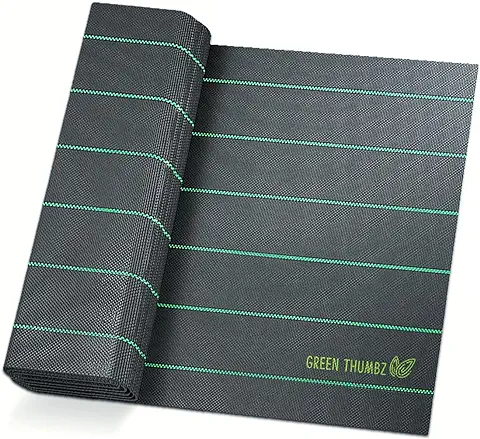 Green Thumbz Malla Antihierbas Jardín (25 x 1 m) - Manta Antihierbas Plegable Transpirable, Protege el Huerto de Maleza y Parásitos - 100 gsm Color Negro  