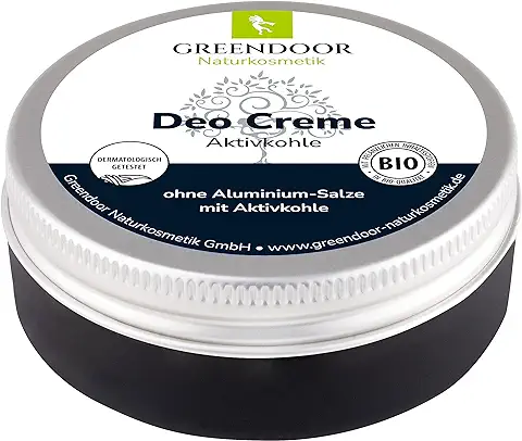 GREENDOOR Deo Crema con Carbón Activado 50 ml, Vegana, sin Sales de Aluminio sin Alcohol, Cosmética Natural con aloe Vera, Orgánica, Biológica  