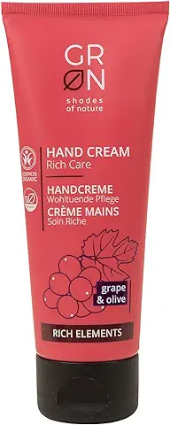 Grn Shades of Nature 30200 Crema de Manos Cosmética Orgánica rica Cuidado - Oliva Orgánica y uva Orgánica - Absorción Rápida - Aroma Dulce - Vegano - 75 ml  