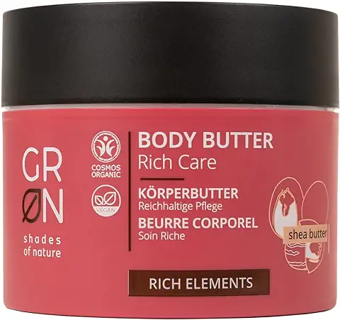 Grn Shades of Nature 30231 Cosméticos Orgánicos Cuidado rico en Mantequilla Corporal - Manteca de Karité Orgánica - para Pieles Exigentes y Maduras - se Derrite Cuando se Aplica - Vegana - 200 ml  