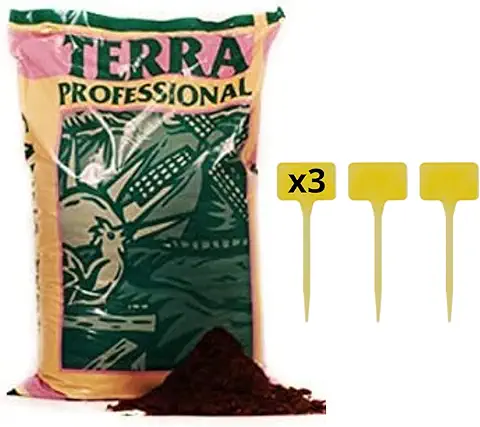 GROWMANIA Tierra para Macetas Canna Terra Professional 50 Litros - Tierra para Macetas Rica en Nitrógeno + 3 Etiquetas de Regalo  