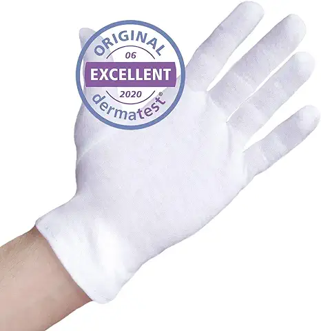 Guantes de Algodón Blanco, Guantes Hidratantes, Guantes de hilo Hechos de 100% Algodón para su Protección Cuando Tenga la piel seca  