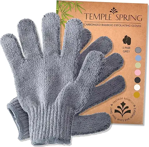 Guantes de Bambú con Exfoliantes Corporales, Esponja Natural Ducha y Cepillo Cuerpo, Guante Exfoliante Facial Elimina Pelos Encarnados, piel Muerta  