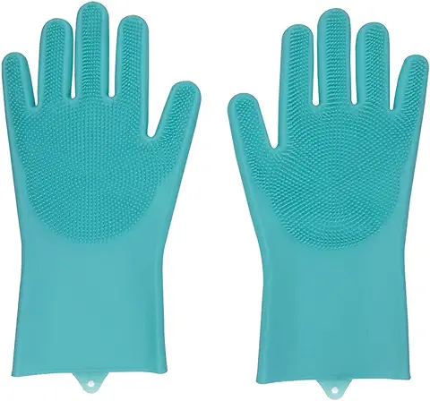 Guantes de Silicona Mágicos, Guantes Mágicos de Silicona, Guante Fregar Platos, Guantes de Lavado de Platos, Guantes de Esponja para Limpieza Guantes para Fregar Platos, para Limpieza, Cocina, 1 par  