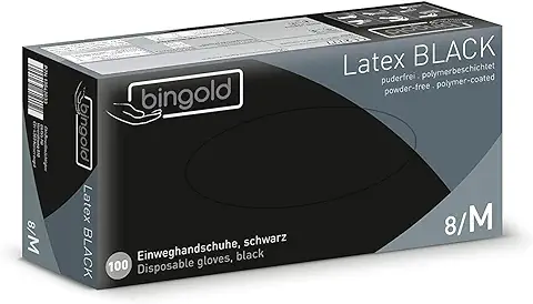 Guantes Desechables de Látex BLACK sin Polvo, Talla M, Paquete de 100 Unidades  