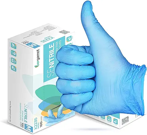 Guantes Nitrilo Talla L sin Polvo Azules - Guantes Desechables L - Guantes LATEX FREE Pack de uso Universal para Cocina Trabajo Jardin Profesiones Relacionadas con la Salud Etc.- 100 Unidades  
