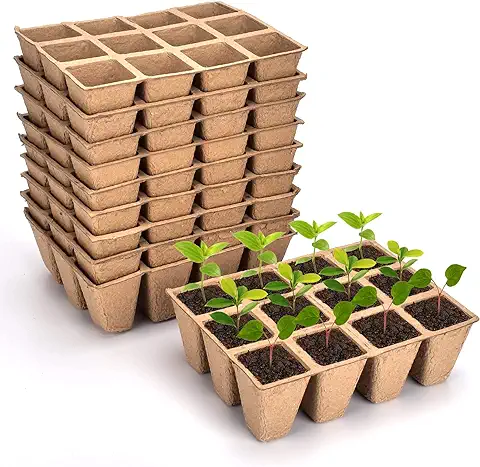 Gueche 10 Piezas Bandejas De Germinación De Semillas, 120 Celdas Bandeja De Germinación De Plantas Productor De Trigo Saludable Bandejas De Cultivo De Cultivos, con 60 Etiquetas de Plantas Macetas  