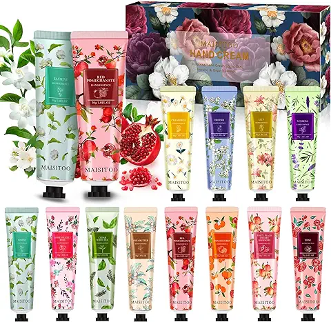 GUHAOOL 12 Pack de Crema de Manos, Crema Hidratante De Manos, Mini Crema de Manos para Mujer, Enriquecido con Manteca de Karité, Verbena, Rosa - Regalo para Mujeres Navidad Acción de Gracias  