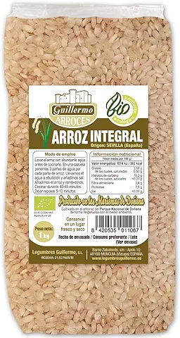 Guillermo | Arroz Integral BIO Marismas de Doñana - Paquete 1kg. | 100% Ecológico | Contiene Carbohidratos | Aporte de Vitaminas  