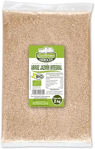 Guillermo | Arroz Jazmín Integral BIO - Bolsa 2kg. | 100% Ecológico | Efecto Saciante | Fuente de Fósforo y Potasio | Se Cocina a Fuego Lento Hasta que se Evapore el agua  