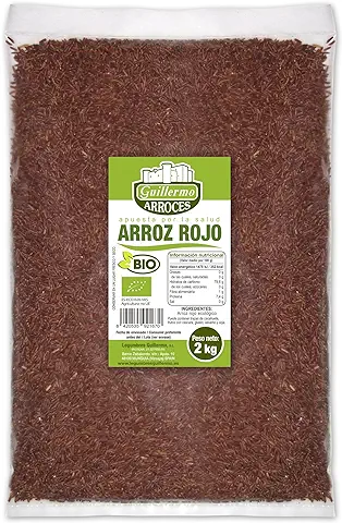 Guillermo | Arroz rojo BIO - Bolsa 2kg. | 100% Ecológico | Aporta Fibra y Carbohidratos | Disminuye el Colesterol  