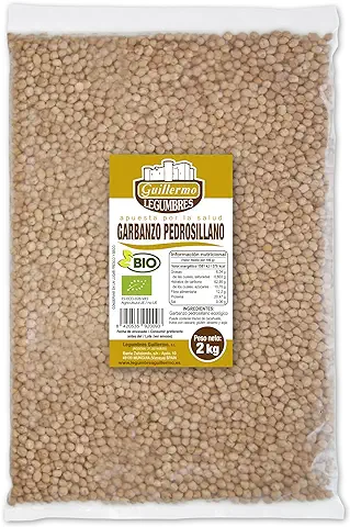 Guillermo | Garbanzo Pedrosillano BIO - Bolsa 2 kg. | 100% Ecológico | Bajo en Grasas y alto Contenido en Proteínas | Por su Textura Firme Requiere un Mayor Tiempo de Cocción  