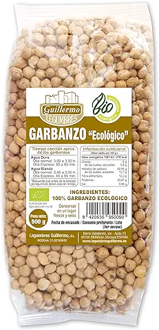 Guillermo | Garbanzo Pedrosillano BIO - Paquete 500g. | 100% Ecológico | Gran Fuente de Energía de Lenta Absorción | Ácido Oleico para Mantener Niveles de Colesterol Saludables  