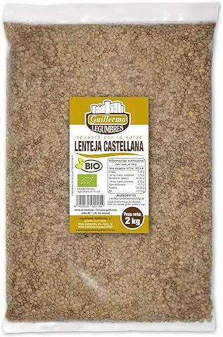 Guillermo | Lenteja Castellana BIO - Bolsa 2kg. | 100% Ecológico | Rico en Proteínas | Bajo Contenido en Grasas | Perfecto para Deportistas  