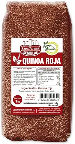 Guillermo | Quinoa roja - Paquete 1 kg. | Variedad con Menos Grasas y más Carbohidratos | Recomendada para Deportistas  