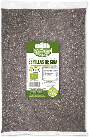 Guillermo | Semillas de Chía BIO Guillermo - Paquete 200 g. | 100% Ecológico | Superalimento | Alto Contenido de Proteínas Vegetales | Rica en Fibra  