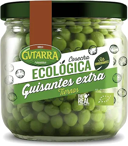 Guisante GVTARRA 100% Natural y Ecológica, sin Grasas, sin Azúcares y sin Conservantes. Con todo el Sabor y la Frescura de Nuestra Cosecha. Elaborado en Navarra, España, 290g  
