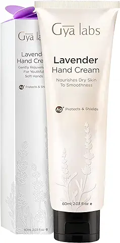 Gya Labs Crema de Manos de Lavanda para Manos Secas (60 ml) - Elaborada con Aceite de Lavanda de Grado Terapéutico puro y sin Diluir - Para piel seca y Agrietada y Aroma Relajante  
