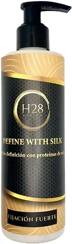H28 and Co - Define with Silk FIJACION FUERTE. Gel Definidor Rizos y Ondas Metodo Curly Proteinas de Seda. Brillo, Volumen y Alta Definicion en tu Cabello Rizado  