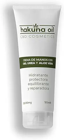 - Hakuna Oil Cosmetics - Crema de Manos y pies con Aceite de Cáñamo | 100 ml | Crema Hidratante con Urea, Aloe Vera y CBD | Hidrata, Protege y Repara la piel | 100% Orgánica, Ecológica BIO.  