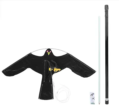 Halcón Espantapájaros como Espantapájaros Figura de Jardín Pájaro Espantapájaros, Protección Natural de Control de Plagas Contra Pájaros Molestos Negro 5m  