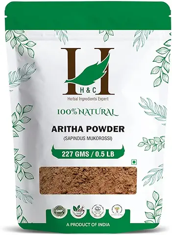 H&C Herbal Ingredients Expert Polvo 100% Natural de Aritha/Reetha/Ritha/Soapnuts (Sapindus Mukorossi) para Pelos Sedosos y Lisos  