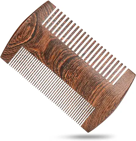 H&S Peine de Doble Cara para el Cuidado de la Barba - Cepillo de Madera Antiestático para Pelo Bigote de Hombre - Para Peinar y Aplicar Kit Aceites  