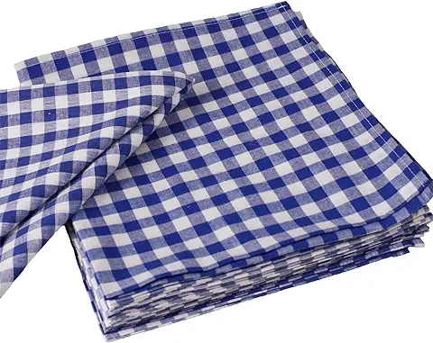 Hans-Textil-Shop Servilletas a Cuadros 1 x 1 cm de Algodón, Servilleta de Tela, Decoración de Mesa, Patrón de Cuadros, Rústico, Sostenible (azul, 40 x 40 cm)  