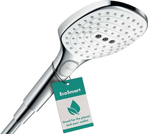 Hansgrohe 26521400 Raindance Select E 120 Ducha de Mano, 3 Tipos de Chorro, Ahorro de Agua, Blanco/cromo, 120 mm  