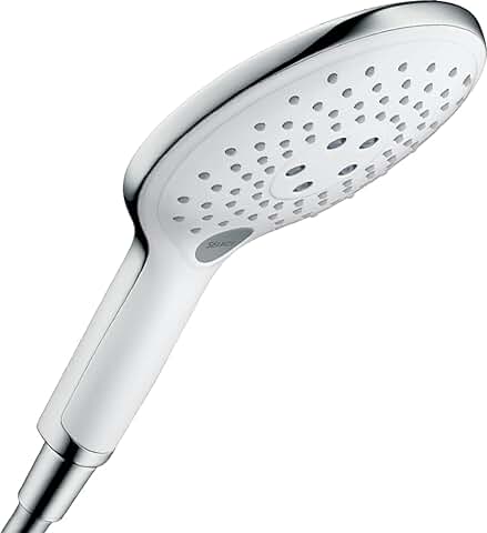 Hansgrohe 28588400 Raindance Select S 150 Ducha de Mano, 3 Tipos de Chorro, Ahorro de Agua, Blanco/cromo  