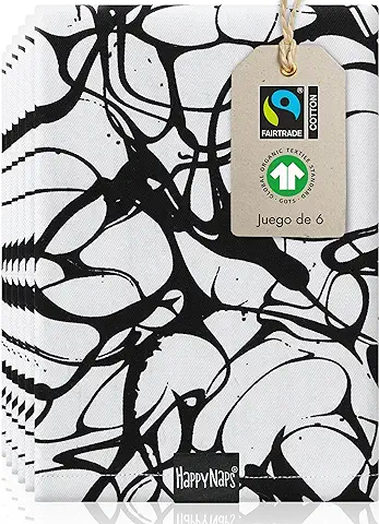 HappyNaps® Servilletas de Tela (Mármol) 100% Fairtrade Algodón Orgánico | Servilletas de Cena de Colores Sostenibles, Lavable Hasta 60°C | Increíblemente Suave | 45x45cm [Pack de 6]  