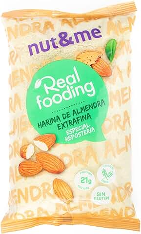 Harina de almendras Realfooding 1 KG KETO NATURAL nut&me | 100% almendra | Extrafina | Sin Gluten | vegetariano y vegano | Dietas Keto | Repostería | Sin azúcar | Sin conservantes ni aditivos |