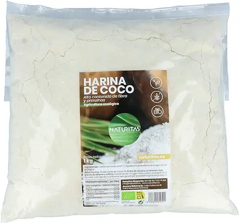 Harina de Coco 1 Kg Bio Naturitas Essentials | 100% Agricultura Ecológica | Sin Gluten | Rica en Proteínas y Minerales | Producto Vegano  
