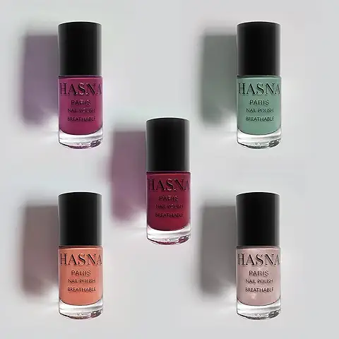 HASNA PARIS Esmalte de Uñas Halal - Colección Privado - Amigable con el Medio Ambiente - Brillo y Permeable - Fácil de Aplicar - 5x 6ml (SUMMER)  