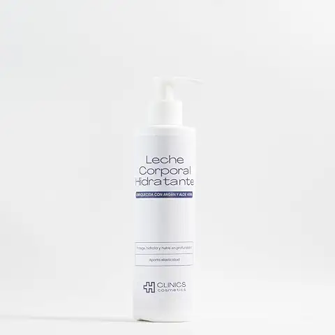 HClinics Cosmetics Leche Corporal Hidratante con Argán. Hidratante Ligera con Argán y aloe vera de Origen Ecológico para el Cuerpo Efecto Calmante y Refrescante, 250ml.  