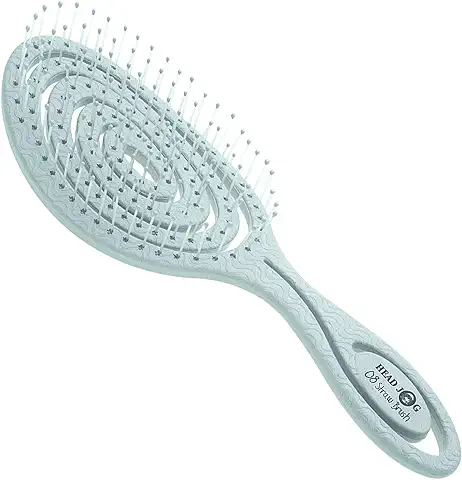 Head Jog 08 Cepillo de paja con Aberturas para el Cabello, Cerdas Flexibles, Flexibles y Suaves, Desenreda el Cabello Húmedo o Seco. Cepillo Desenredante Ecológico para Cabellos Rizados y Ondulados.  