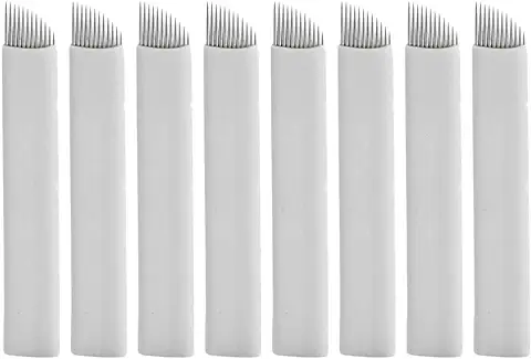 Healifty 50pcs Microblading Aguja de Tatuaje Cuchillas de Maquillaje Permanente Agujas de Tatuaje de Cejas en Forma de u 12 Pines (blanco)  