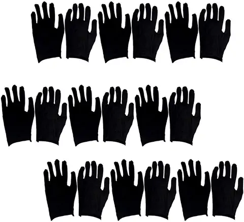 HEALLILY 12 Pares de Guantes de Trabajo Guantes de Algodón Guantes de Limpieza Reutilizables Guantes de Protección para Adultos Mano de Obra para Trabajos de Jardinería Industrial M Negro  