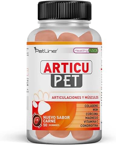 Healthy Fusion, Antinflamatorio para Perros y Gatos, con Colágeno + Cúrcuma + Condroitina y Magnesio, Combate el Dolor y la inflamación en tu Mascota, 50 Unidades (Paquete de 1)