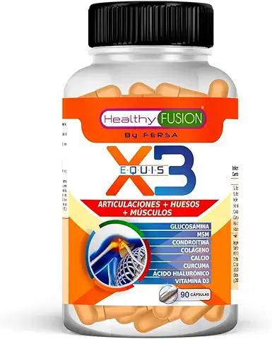 Healthy Fusion X3 Cúrcuma Con Glucosamina, Condroitina Y Colágeno | Potente Antiinflamatorio Y Analgésico Natural | Elimina El Dolor En Músculos | Articulaciones Y Huesos | 90 Cáps  