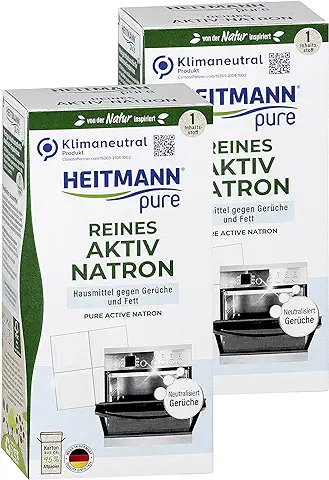 HEITMANN pure Bicarbonato Activo Puro: Producto de Limpieza Ecológico de soda y Sodio, Limpieza para el Hogar, Cocina y Ropa, 2 x 350 g.  
