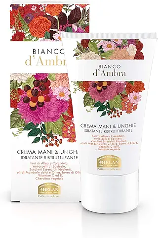 Helan, Blanco ámbar, Crema para Manos y Uñas, Crema Hidratante para Manos y Uñas Nutritiva con Almendras Dulces y Aceite de Oliva - Crema para Manos y Agrietadas y Fortalece las Uñas, 50 ml - Made in  
