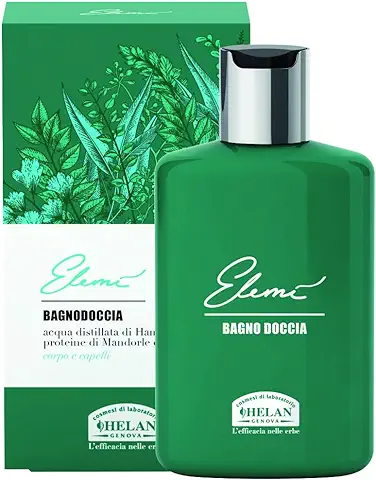 Helan, ELEMI, Gel de Ducha Hombre, Gel de Baño y Champú Natural Cuerpo y Pelo, Perfumado y Delicado - Champu sin Sulfatos ni Parabenos para Hombres - Respeta la Piel y el Cuero Cabelluto - 200 ml  