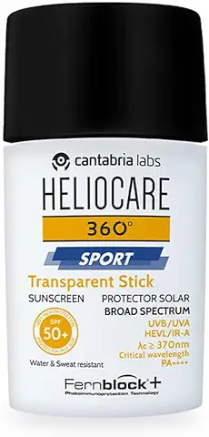 Heliocare 360º Sport Transparent Stick Spf 50+.- Fotoprotector Facial Formato Stick Para Deportistas, Fácil De Aplicar, Para Todo Tipo De Pieles, Sin Color, 25 Gramos  