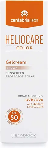 Heliocare Color Gelcream SPF 50 - Fotoprotección Avanzada con Color, Fluido Hidratante en Textura Gel, Acabado Natural, Pieles Normales y Secas, Tono Brown, 50ml  