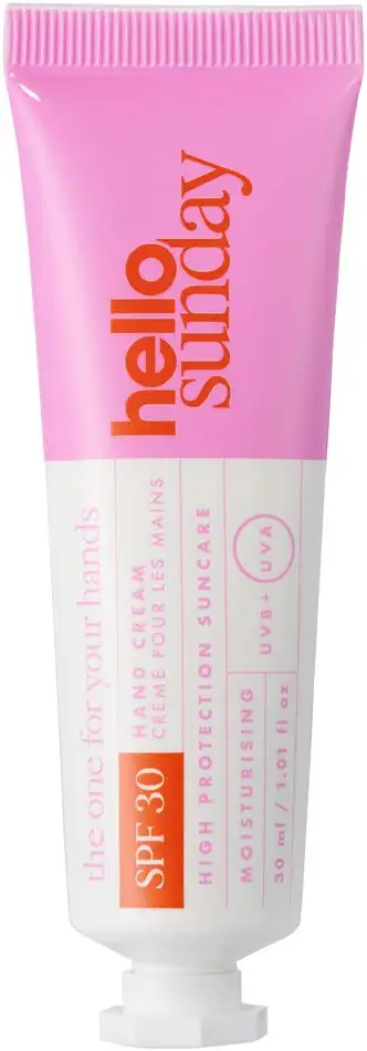 Hello Sunday | Crema Hidratante de Manos Enriquecida Con Ácido Hialurónico, Aceite De Jojoba Y Aloe Vera - Con Factor De Protección Solar Spf 30, 30 Ml, Crema  