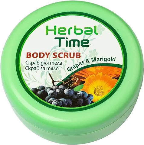 ​Herbal Time | Crema Exfoliante Corporal Natural con Uvas y Caléndula Rica en Antioxidantes | Crema Exfoliante Facial | 250 ML  