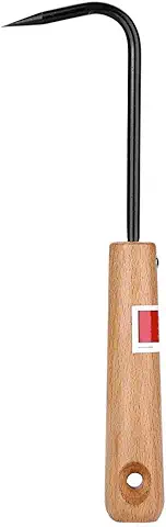 Herramienta de Aflojamiento de Gancho de Raíz de una Sola Garra, Herramienta de Mano de Jardín para Desbrozadora y Cultivadora con Mango de Madera Ergonómico para Excavar, Bordear, Plantar  