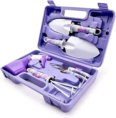 Herramientas de Jardín, 5 en 1 Kit de Herramientas para Jardinería con Anti - Rust Pala Tijera Harrow Rociador de Agua para Trasplantar Flores y Verduras, Aflojar el Suelo, Desherbar  