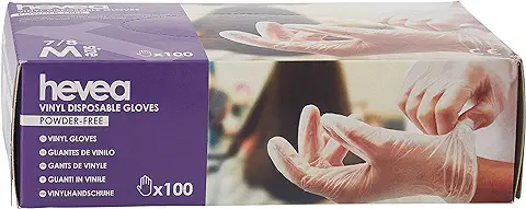 Hevea - Guantes de Vinilo Desechables. Sin Látex ni Talco. Paquete de 10 Cajas de 100 Guantes cada una. Talla: M (mediana)  